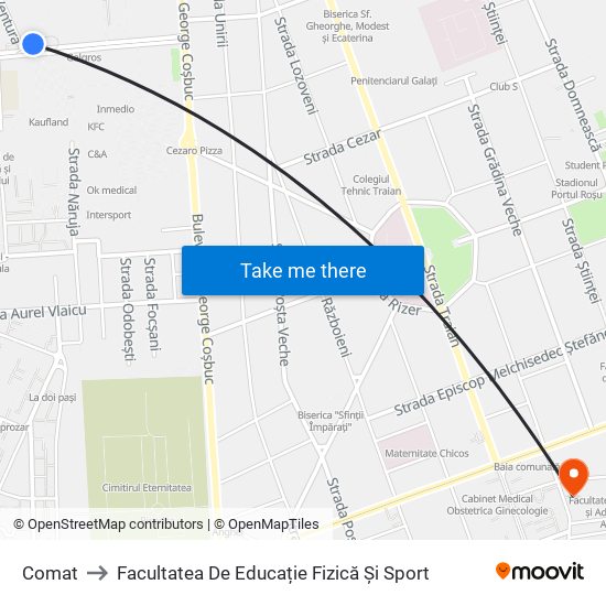 Comat to Facultatea De Educație Fizică Și Sport map