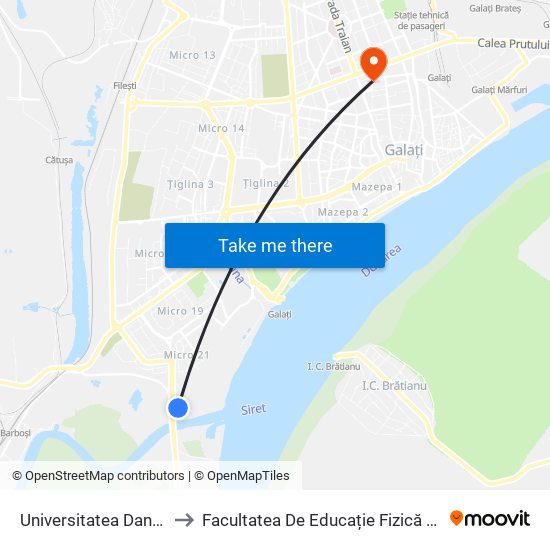 Universitatea Danubius to Facultatea De Educație Fizică Și Sport map
