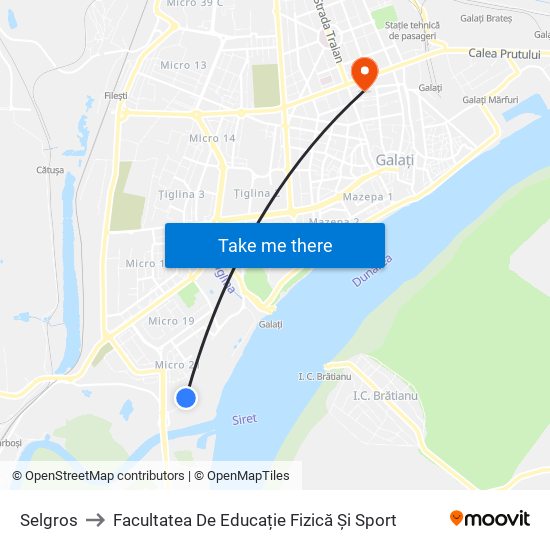 Selgros to Facultatea De Educație Fizică Și Sport map