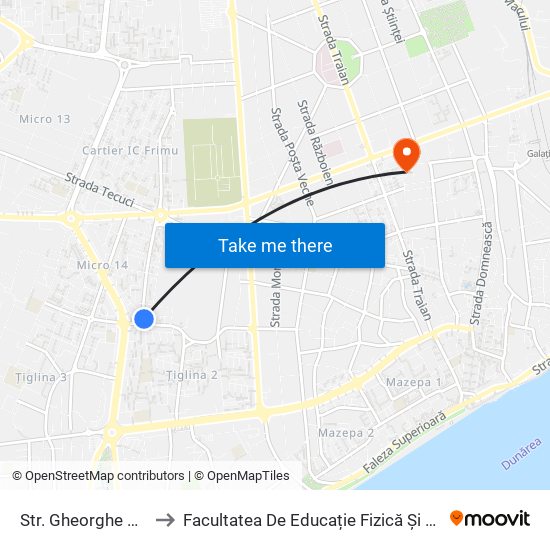 Str. Gheorghe Doja to Facultatea De Educație Fizică Și Sport map