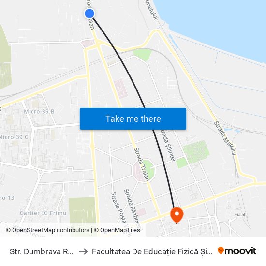 Str. Dumbrava Roșie to Facultatea De Educație Fizică Și Sport map