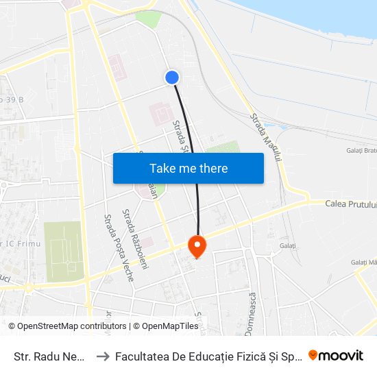 Str. Radu Negru to Facultatea De Educație Fizică Și Sport map