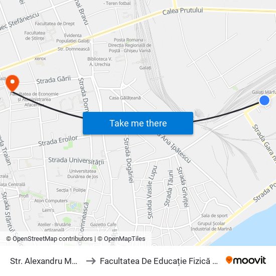 Str. Alexandru Moruzzi to Facultatea De Educație Fizică Și Sport map