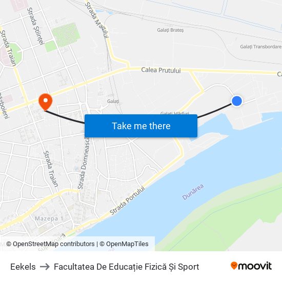 Eekels to Facultatea De Educație Fizică Și Sport map