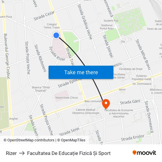 Rizer to Facultatea De Educație Fizică Și Sport map