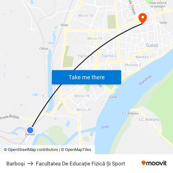 Barboşi to Facultatea De Educație Fizică Și Sport map