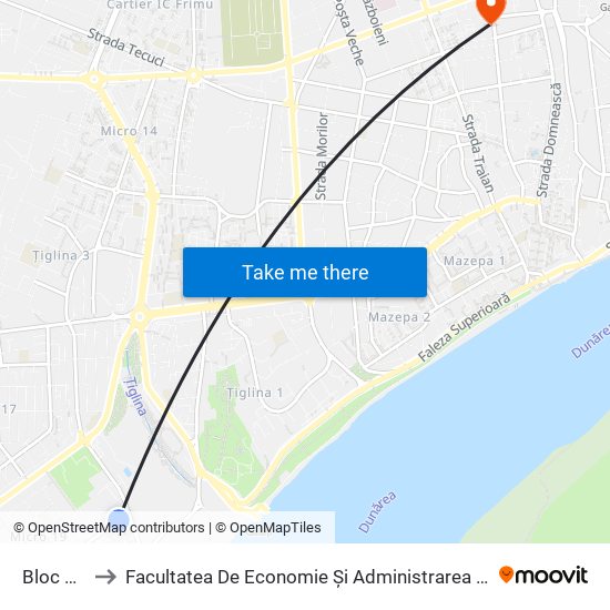 Bloc D19 to Facultatea De Economie Și Administrarea Afacerilor map