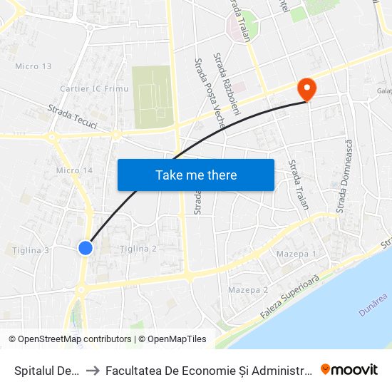 Spitalul De Copii to Facultatea De Economie Și Administrarea Afacerilor map