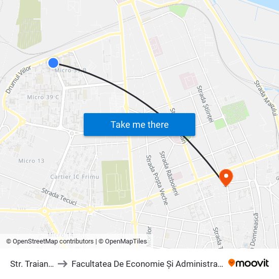 Str. Traian Vuia to Facultatea De Economie Și Administrarea Afacerilor map