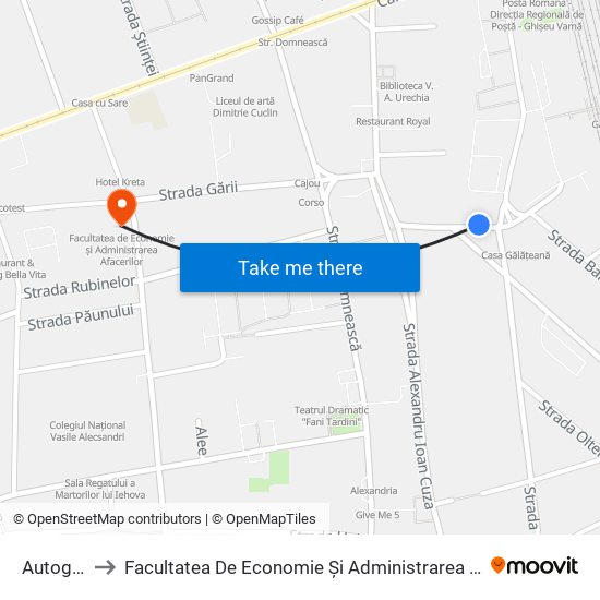 Autogară to Facultatea De Economie Și Administrarea Afacerilor map