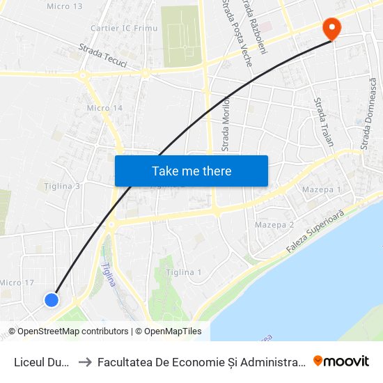 Liceul Dunărea to Facultatea De Economie Și Administrarea Afacerilor map