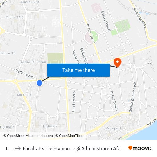 Lidl to Facultatea De Economie Și Administrarea Afacerilor map