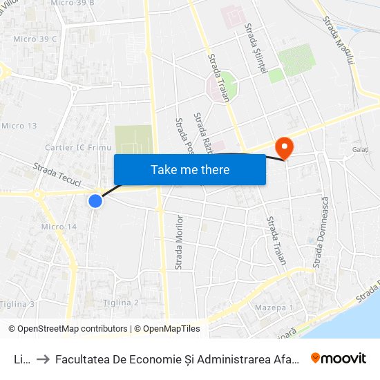 Lidl to Facultatea De Economie Și Administrarea Afacerilor map