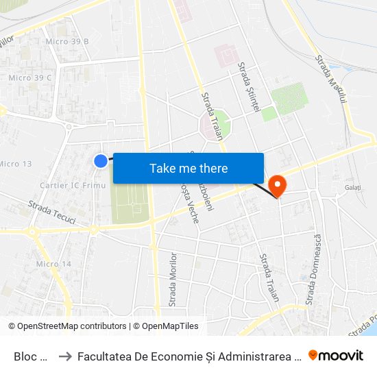 Bloc U10 to Facultatea De Economie Și Administrarea Afacerilor map