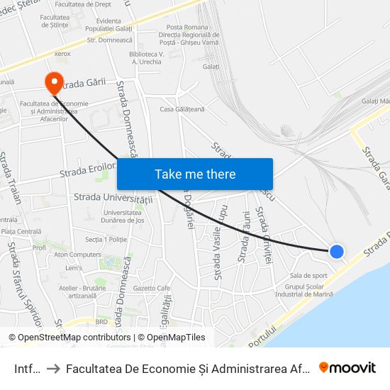 Intfor to Facultatea De Economie Și Administrarea Afacerilor map