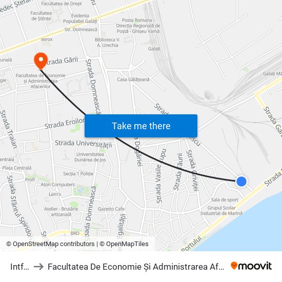 Intfor to Facultatea De Economie Și Administrarea Afacerilor map