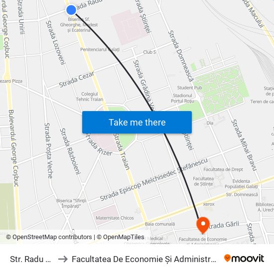 Str. Radu Negru to Facultatea De Economie Și Administrarea Afacerilor map