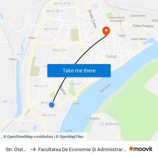 Str. Otelarilor to Facultatea De Economie Și Administrarea Afacerilor map