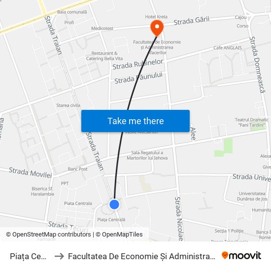 Piața Centrală to Facultatea De Economie Și Administrarea Afacerilor map