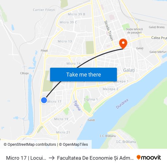 Micro 17 | Locuințe Sociale to Facultatea De Economie Și Administrarea Afacerilor map