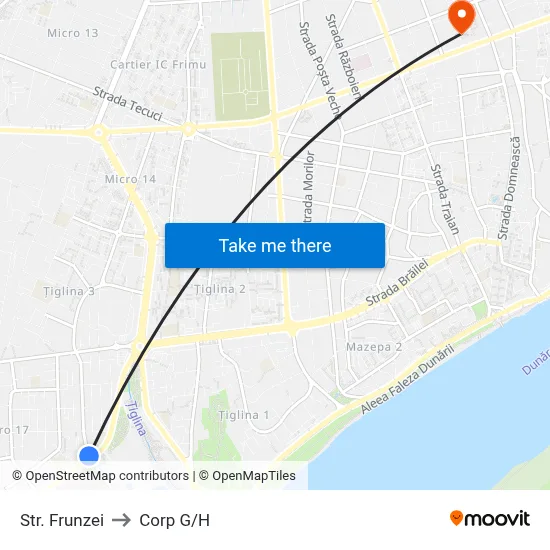 Str. Frunzei to Corp G/H map