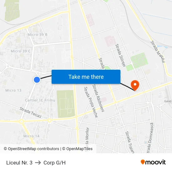 Liceul Nr. 3 to Corp G/H map