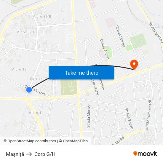 Mașniță to Corp G/H map