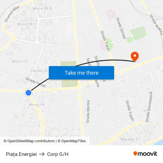 Piața Energiei to Corp G/H map