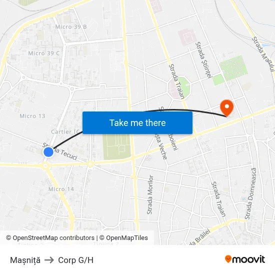Mașniță to Corp G/H map