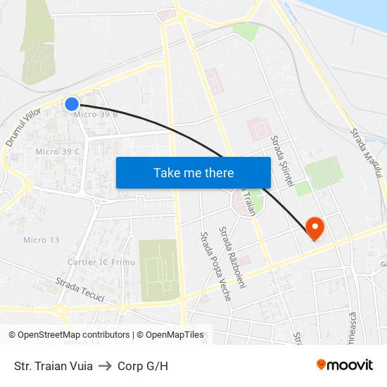 Str. Traian Vuia to Corp G/H map