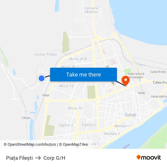 Piața Filești to Corp G/H map