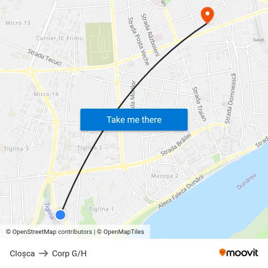 Cloșca to Corp G/H map