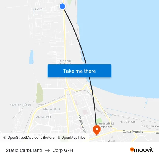 Statie Carburanti to Corp G/H map