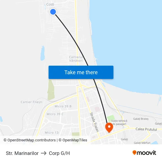 Str. Marinarilor to Corp G/H map
