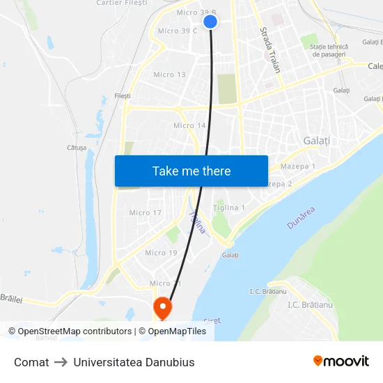 Comat to Universitatea Danubius map