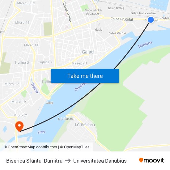 Biserica Sfântul Dumitru to Universitatea Danubius map