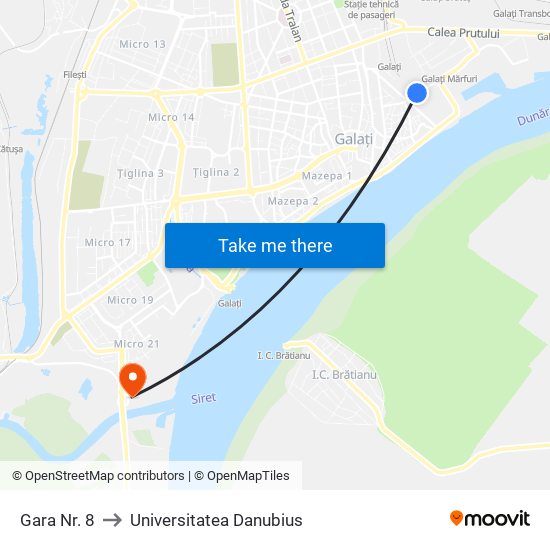 Gara Nr. 8 to Universitatea Danubius map