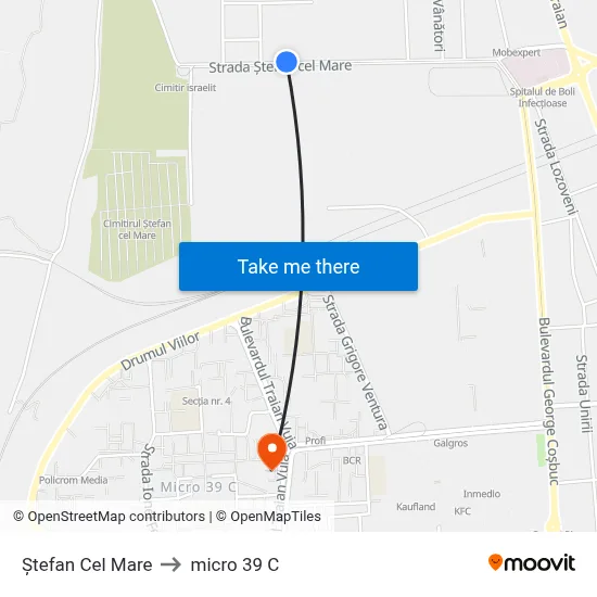 Ștefan Cel Mare to micro 39 C map