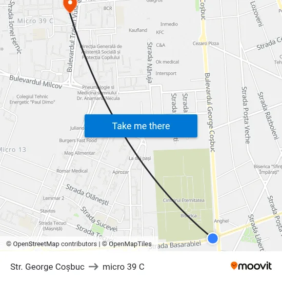Str. George Coșbuc to micro 39 C map