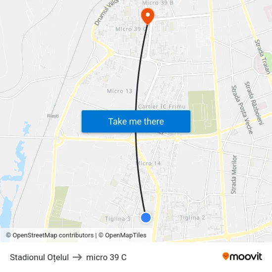 Stadionul Oțelul to micro 39 C map