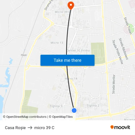 Casa Roșie to micro 39 C map