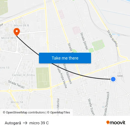 Autogară to micro 39 C map
