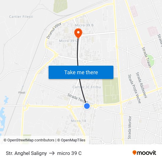 Str. Anghel Saligny to micro 39 C map