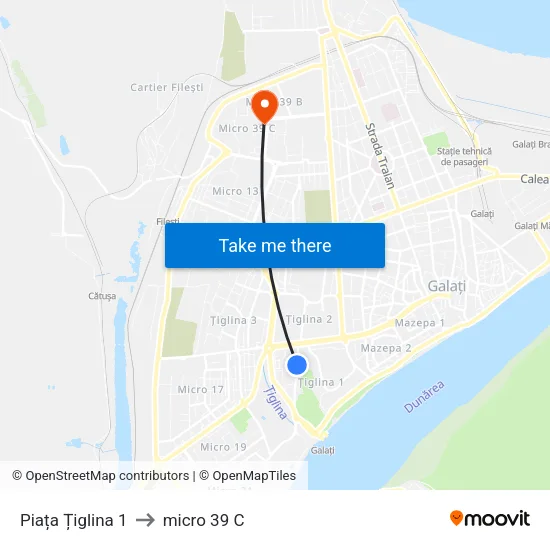 Piața Țiglina 1 to micro 39 C map