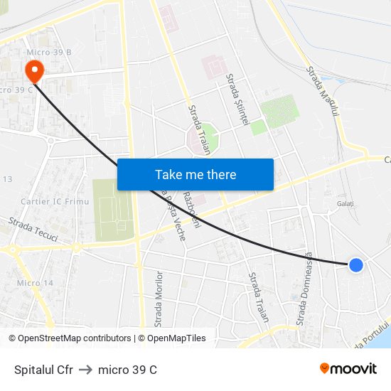 Spitalul Cfr to micro 39 C map