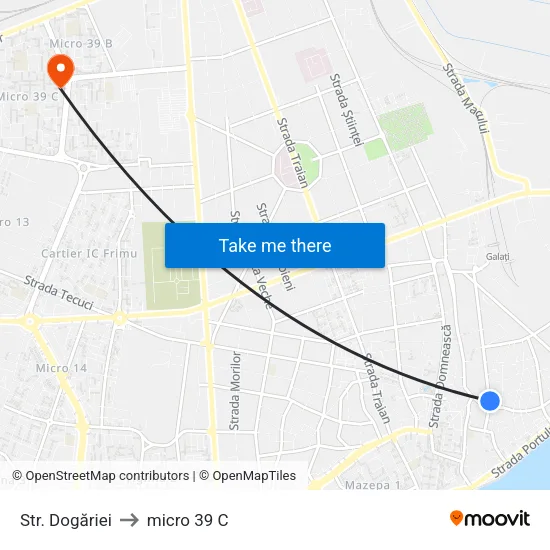 Str. Dogăriei to micro 39 C map