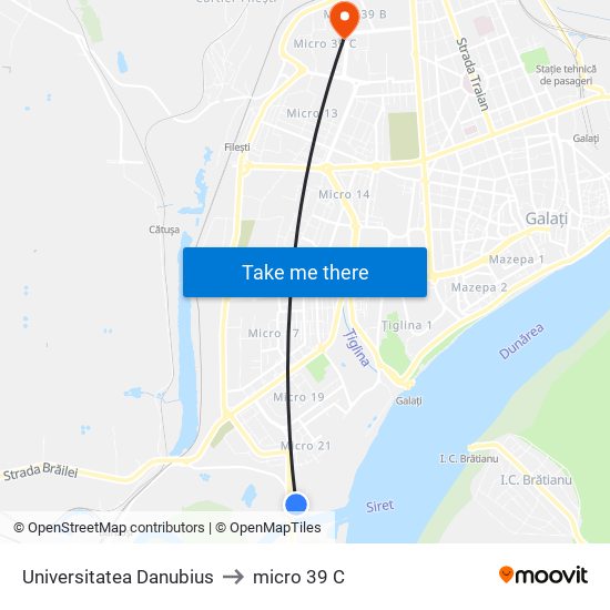 Universitatea Danubius to micro 39 C map