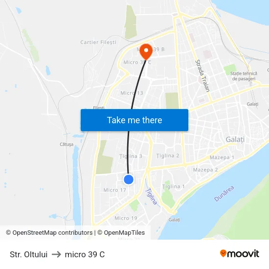 Str. Oltului to micro 39 C map
