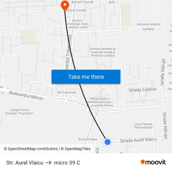 Str. Aurel Vlaicu to micro 39 C map