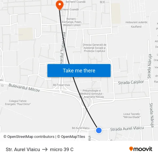 Str. Aurel Vlaicu to micro 39 C map